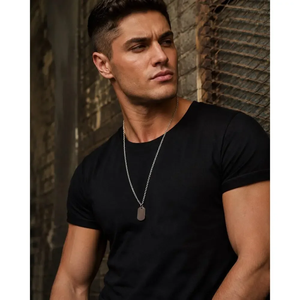 Andrew Christian Dog Tag Necklace Silver — One Size